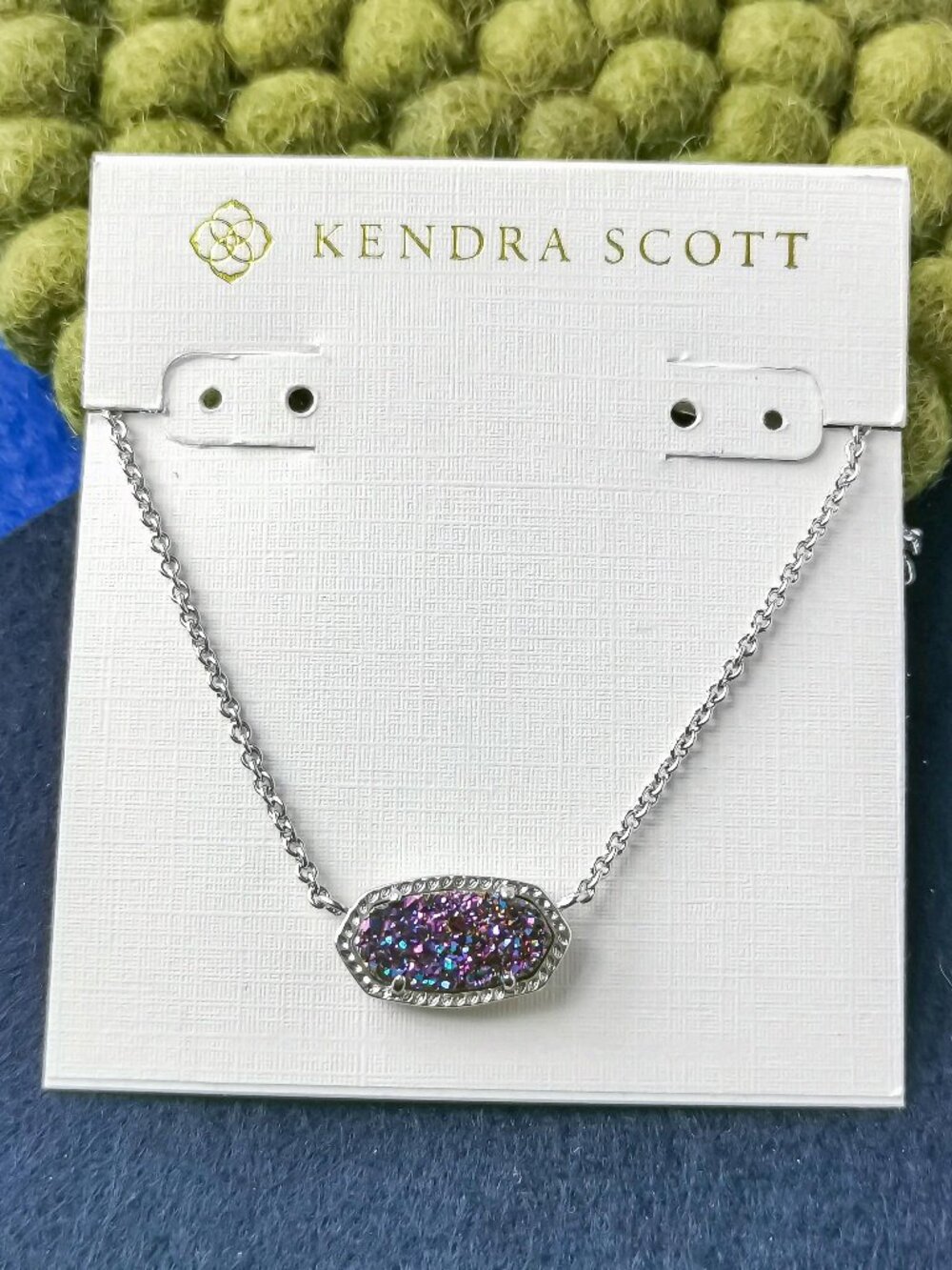 Kendra Scott Elisa Multicolor Drusy Necklace Silver